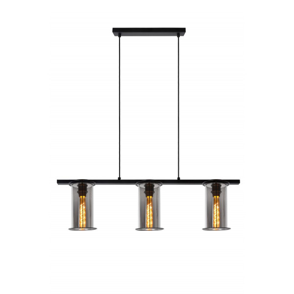 DOUNIA Pendant 3xE27/40W Matt Black/Smoke glass