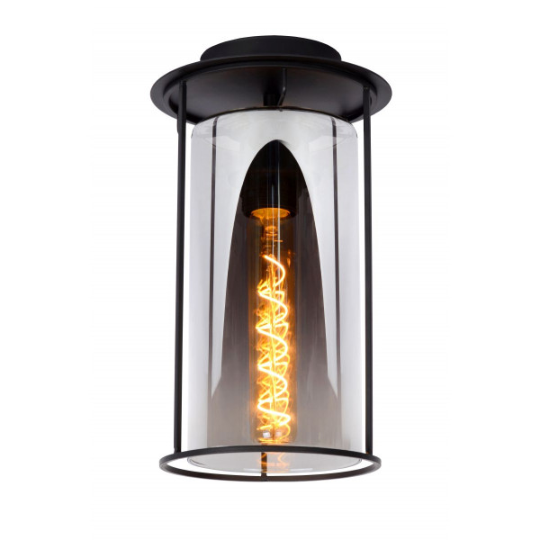 DOUNIA Ceiling light E27/40W Matt Black/Smoke glas