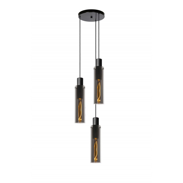 ORLANDO Pendant 3xE27/60W Black/Smoke Glass