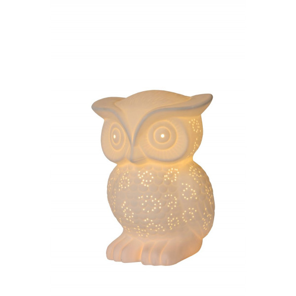OWL - Stolná lampa - E14 H25cm - Biela
