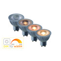 LED - Žiarovka - GU10/5W DIM TO WARM - strieborná