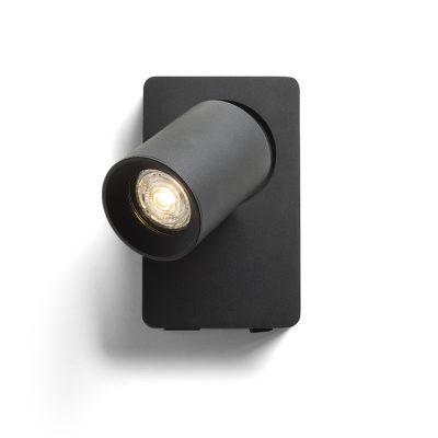 RENDL VOLTERA USB nástenná čierna 230V LED GU10 9W
