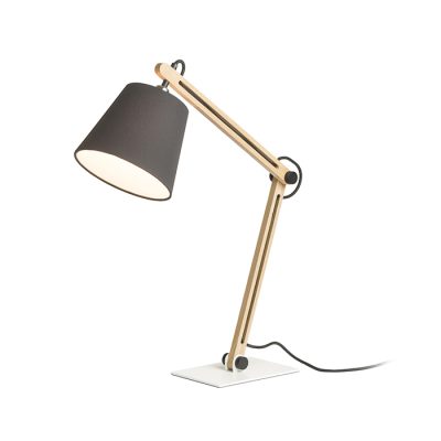 RENDL NIZZA stolná Pollycotton čierna/drevo 230V LED E14 7W
