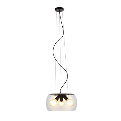 RENDL AMANDA závesná matná čierna číre sklo 230V LED E27 3x15W