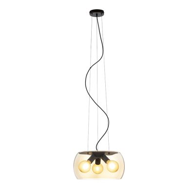 RENDL AMANDA závesná matná čierna jantárové sklo 230V LED E27 3x15W