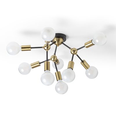 RENDL ARTEMIA 9 stropná čierna česaná mosadz 230V LED E27 9x15W