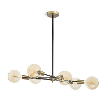 RENDL ARTEMIA 6 na tyči čierna česaná mosadz 230V LED E27 6x15W