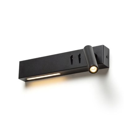 RENDL ODEON nástenná s podsvietením čierna 230V LED 8+3W 30° 3000K
