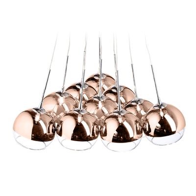 RENDL ASTRAL závesná medené sklo/číre sklo 230V/12V G4 10x20W