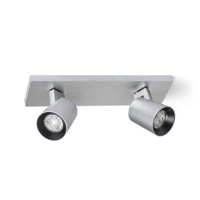 RENDL KENNY II prisadená česaný hliník/čierna 230V LED GU10 2x8W