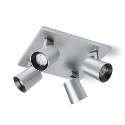 RENDL KENNY IV stropná česaný hliník/čierna 230V LED GU10 4x8W