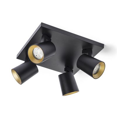 RENDL KENNY IV stropná čierna/zlatá 230V LED GU10 4x8W