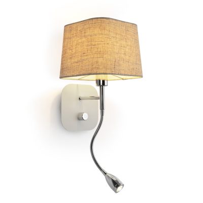 RENDL PERTH nástenná s LED bodovkou béžová/biela chróm 230V LED E14 LED 7+3W 30° 3000K