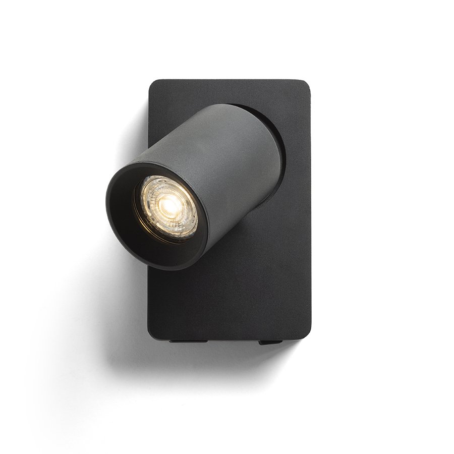 RENDL VOLTERA USB nástenná čierna 230V LED GU10 9W – obrázok 1