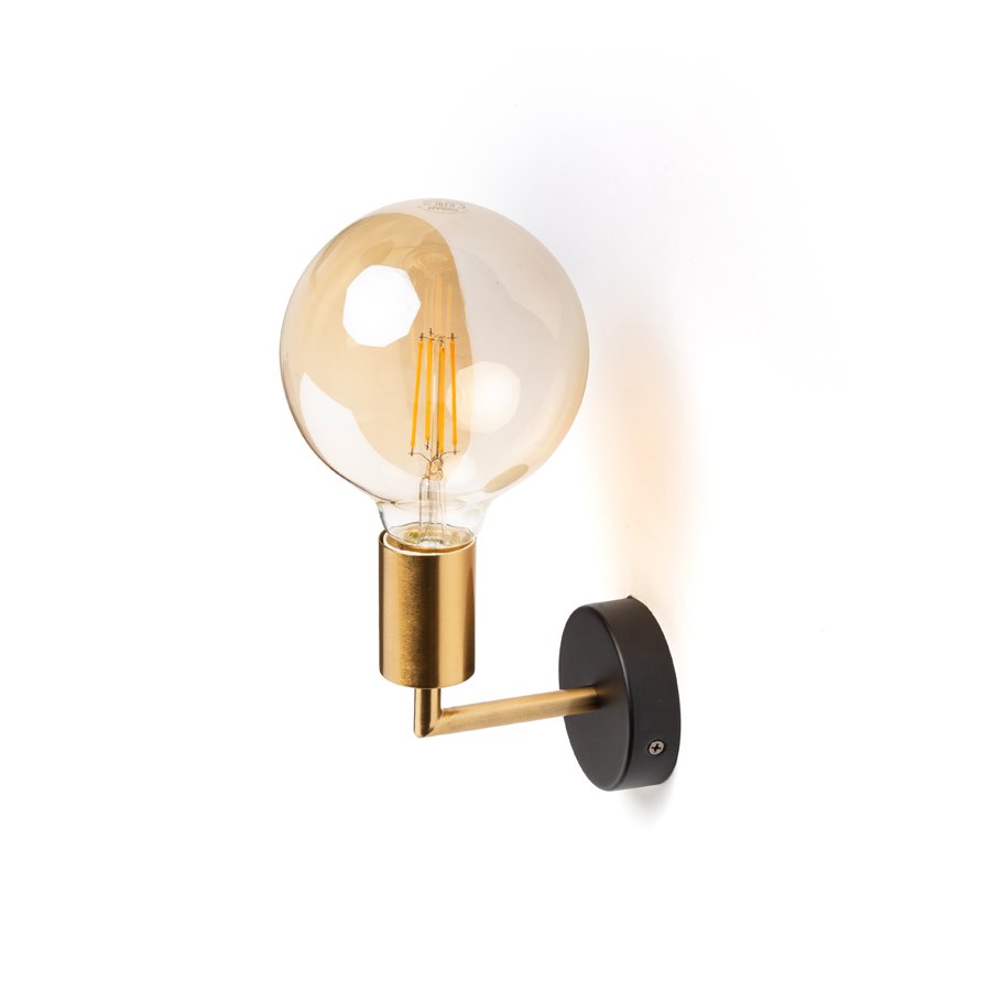 RENDL ARAQ nástenná česaná mosadz/čierna 230V LED E27 15W – obrázok 1