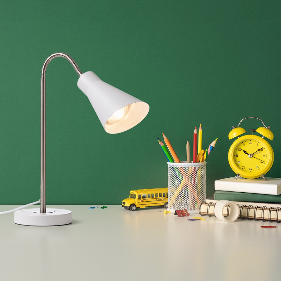 RENDL ANIKA stolná matná biela matný nikel 230V LED E27 15W – obrázok 1