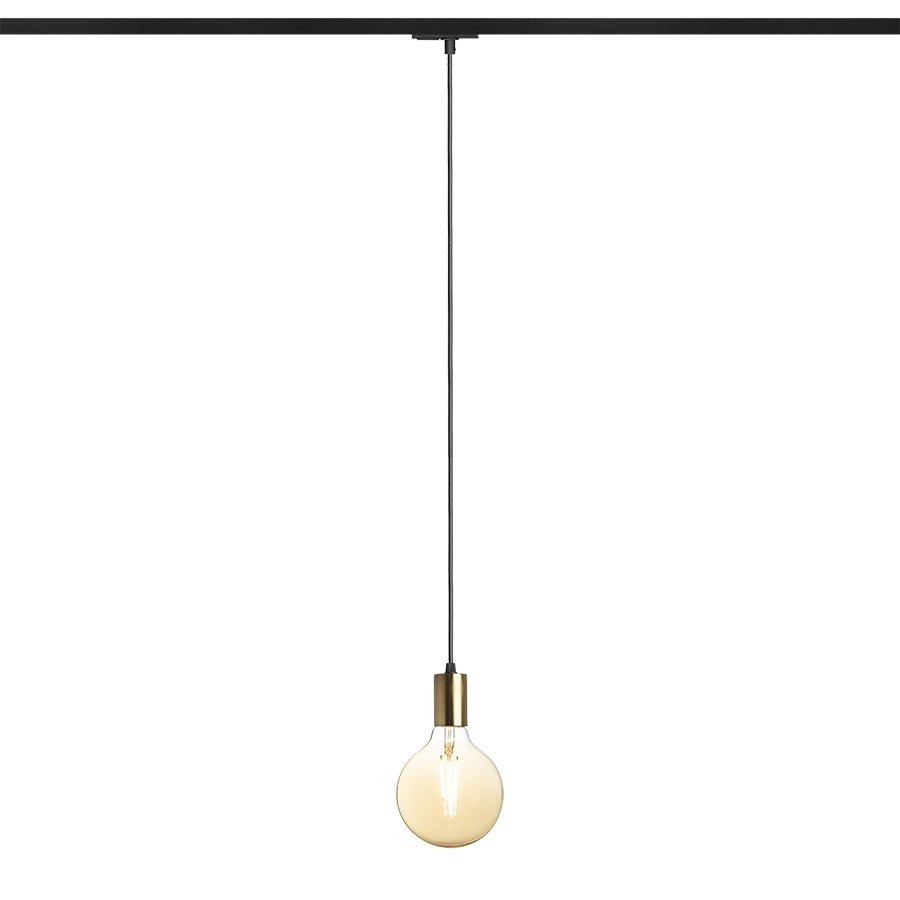 RENDL ARAQ na jednookr. lištu závesná česaná mosadz/čierna 230V LED E27 15W – obrázok 1