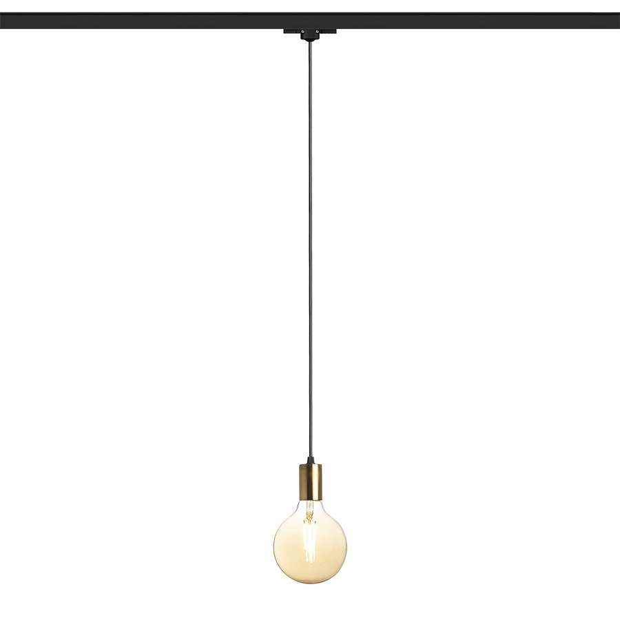 RENDL ARAQ na trojokruh. lištu závesná česaná mosadz/čierna 230V LED E27 15W – obrázok 1
