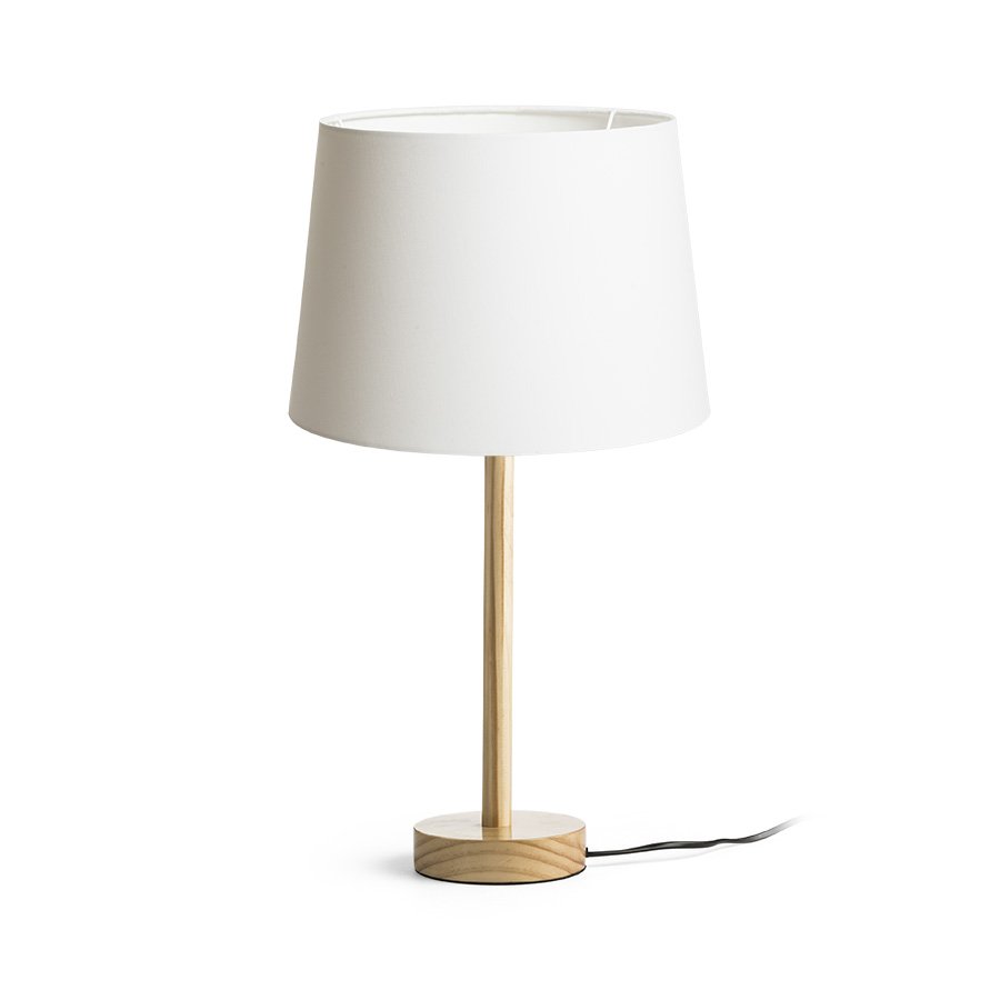 RENDL MAUI/AMBITUS 30 stolná Polycotton biela/drevo 230V LED E27 15W – obrázok 1