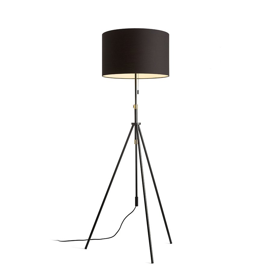 RENDL LUTON/RON 55 stojanová Pollycotton čierna/čierna/kov 230V LED E27 15W – obrázok 1