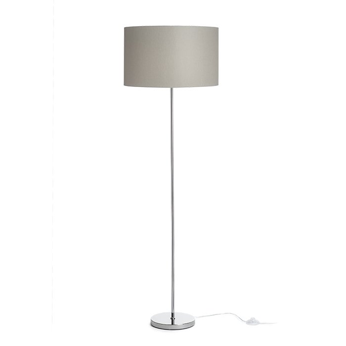 RENDL NYC/RON 40/25 stojanová Chintz svetlo sivá/chróm 230V LED E27 15W – obrázok 1