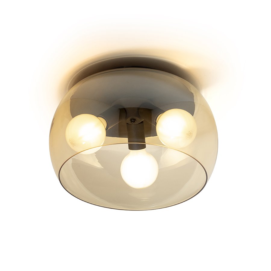 RENDL AMANDA stropná matná čierna jantárové sklo 230V LED E27 3x15W – obrázok 1