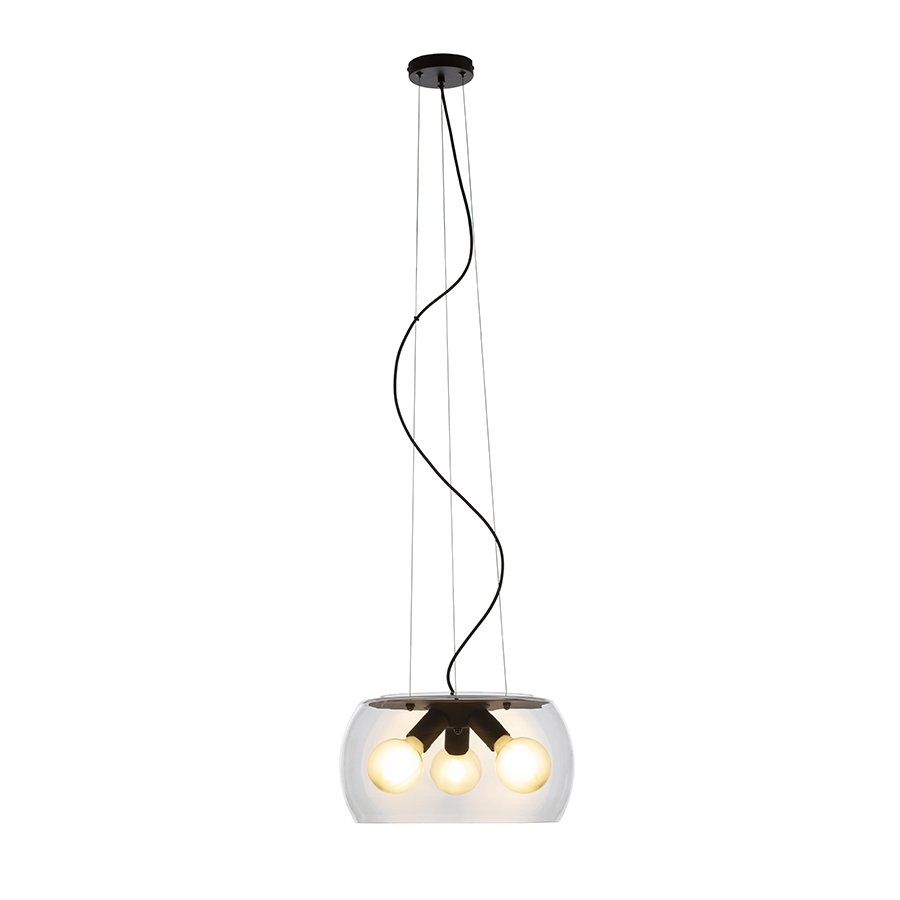 RENDL AMANDA závesná matná čierna dymové sklo 230V LED E27 3x15W – obrázok 1