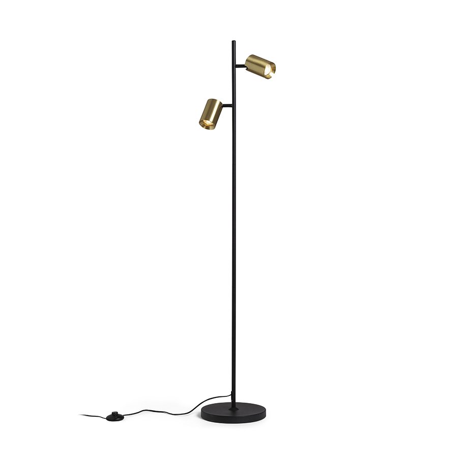 RENDL FLYNN II stojanová čierna/česaná mosadz 230V LED GU10 2x9W – obrázok 1