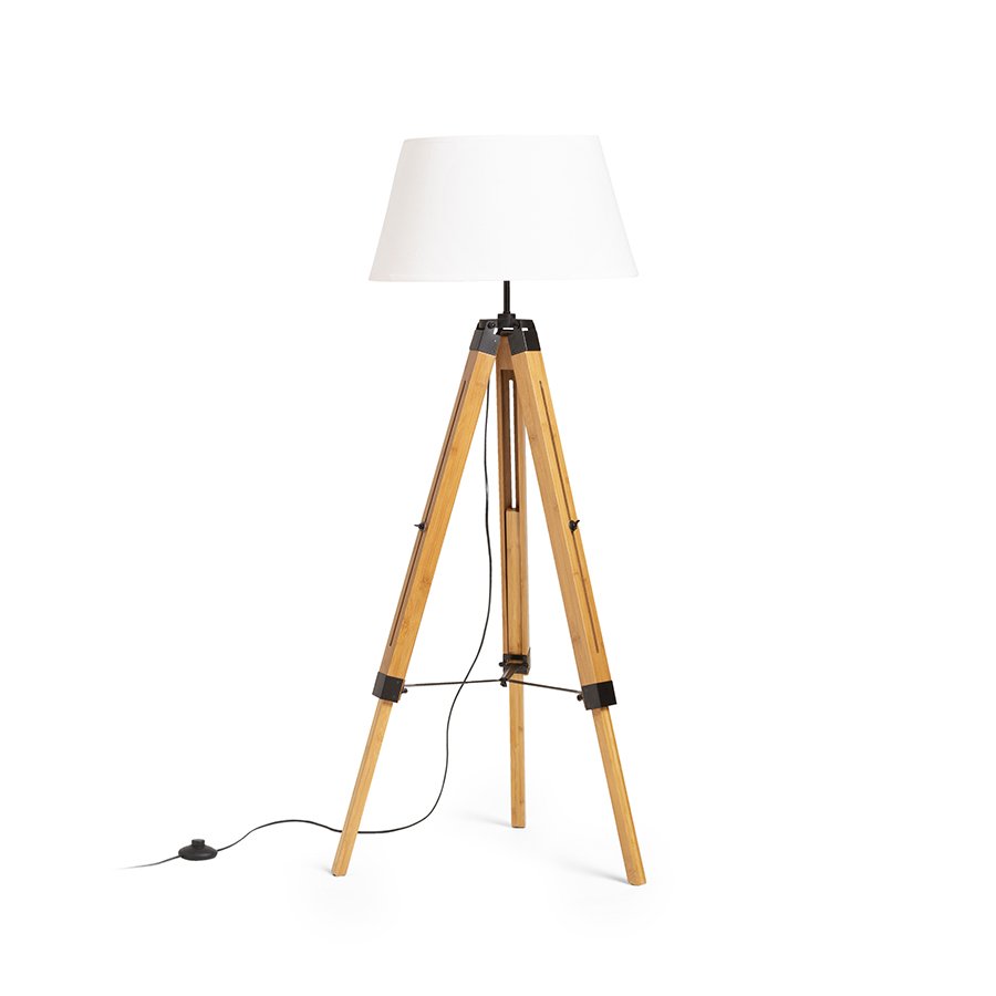RENDL ALVIS/AMBITUS 46 stojanová biela bambus/čierna 230V LED E27 15W – obrázok 1