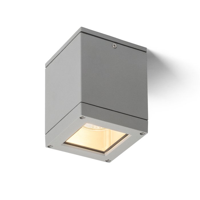 RENDL QUADRA M stropná striebornosivá 230V LED E27 8W IP54 – obrázok 1