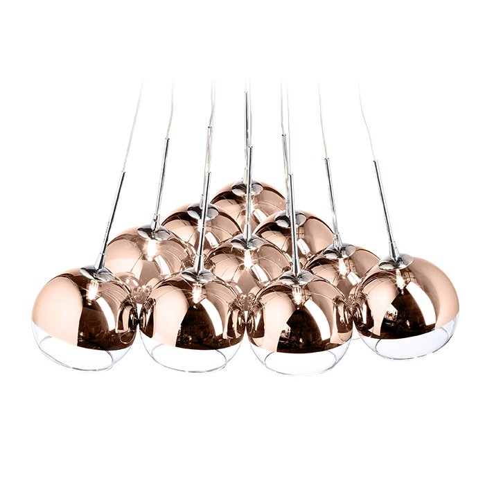 RENDL ASTRAL závesná medené sklo/číre sklo 230V/12V G4 10x20W – obrázok 1
