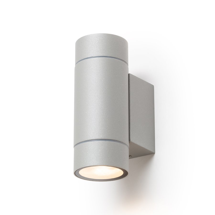 RENDL MIZZI NEW II nástenná striebornosivá 230V LED GU10 2x8W IP65 – obrázok 1