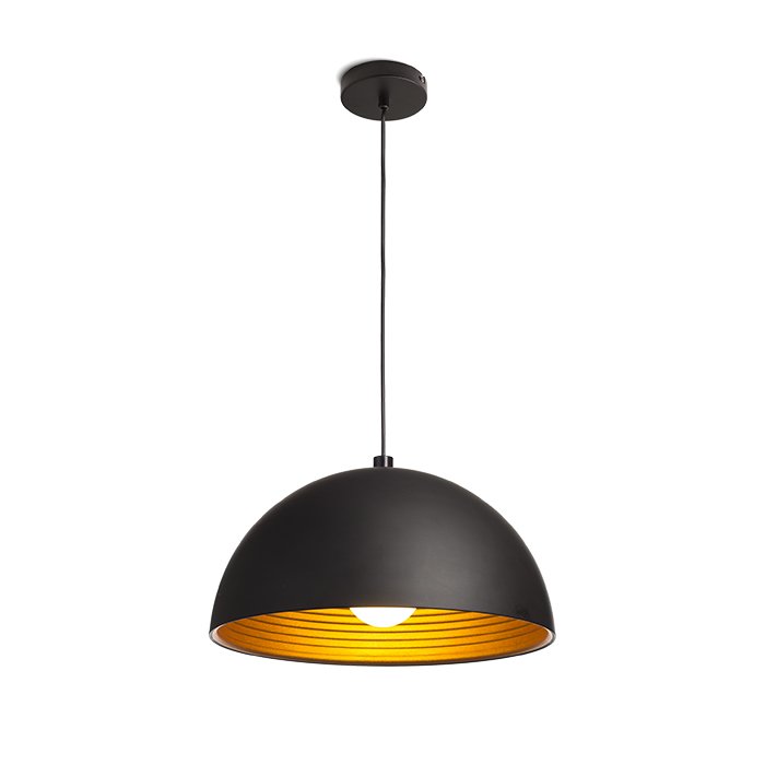 RENDL CARISSIMA 40 závesná matná čierna/zlatá 230V LED E27 15W – obrázok 1