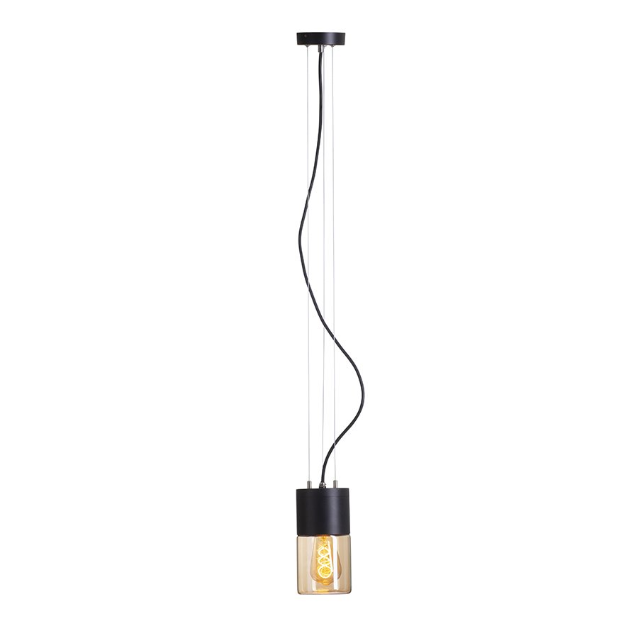 RENDL QUINN závesná čierna jantárové sklo 230V LED E27 11W IP54 – obrázok 1