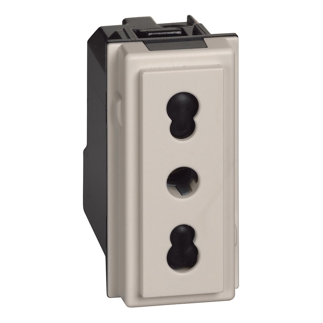 LIVING NOW ZÁSUVKA 2P+T TALIANSKÝ ŠTANDARD ROZTEČ 19 A 26 MM 1 MODUL PIESOK – obrázok 1