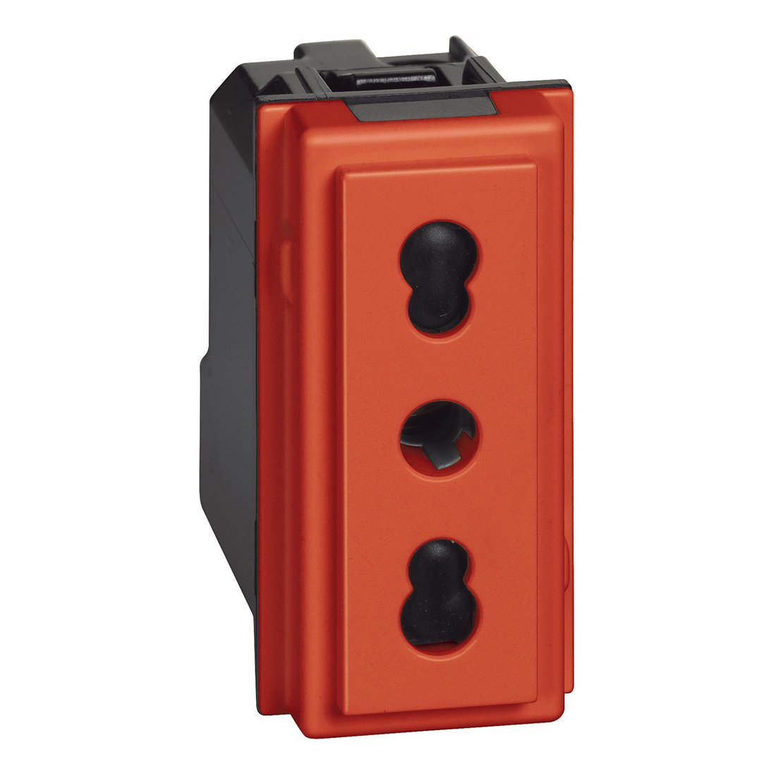 LIVING NOW ZÁSUVKA 2P+T TALIANSKÝ ŠTANDARD ROZTEČ 19 A 26 MM 1 MODUL ČERVENÁ – obrázok 1