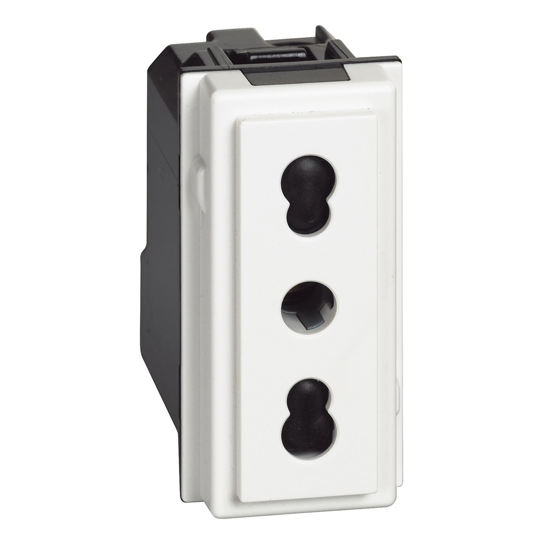 LIVING NOW ZÁSUVKA 2P+T TALIANSKÝ ŠTANDARD ROZTEČ 19 A 26 MM 1 MODUL BIELA – obrázok 1