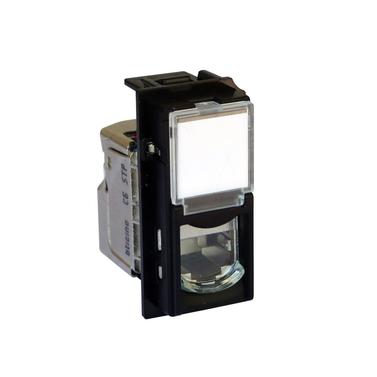 LIVING NOW DÁTOVÁ ZÁSUVKA RJ45 CAT6 STP BEZ NÁRADIA 1 MODUL ČIERNA – obrázok 1