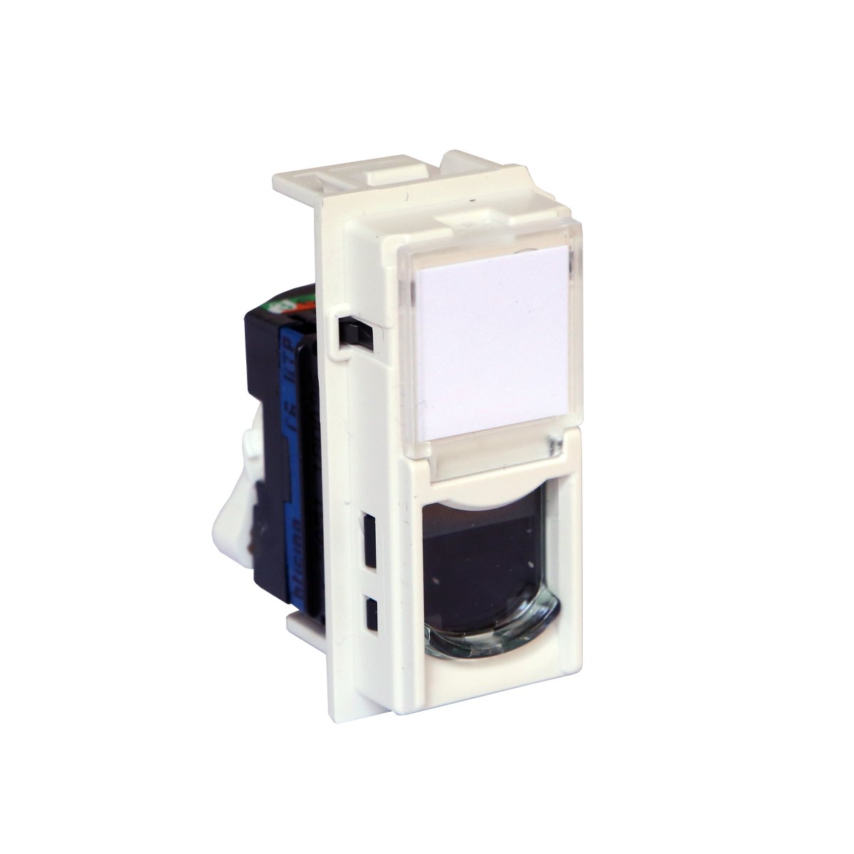 LIVING NOW DÁTOVÁ ZÁSUVKA RJ45 CAT6 UTP BEZ NÁRADIA 1 MODUL BIELA – obrázok 1
