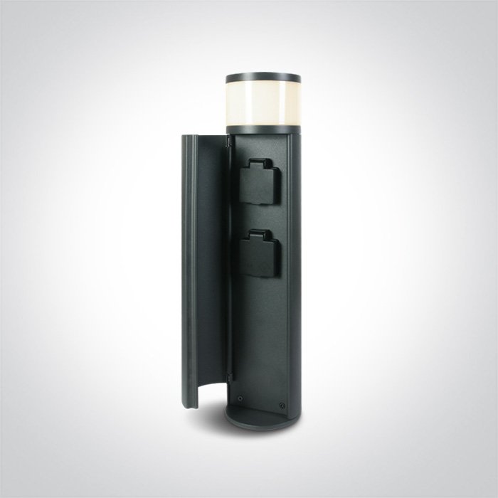 67494A/AN/W ANTHRACITE LED BOLLARD 49cm 3W WW IP44 230V 2x SCHUKO sockets Max 1000W each – obrázok 1