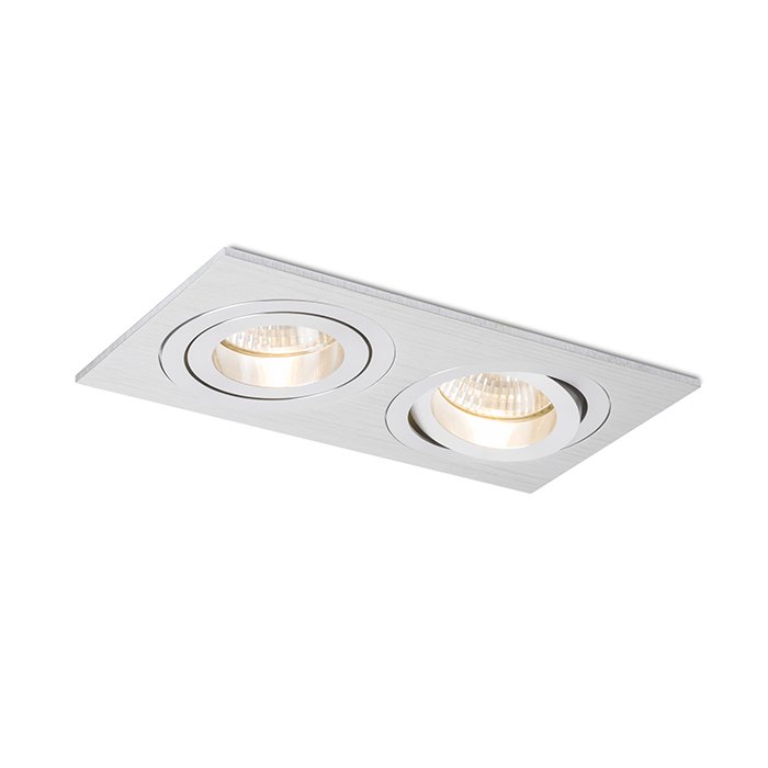 RENDL PASADENA GU10 SQ II zápustná česaný hliník 230V LED GU10 2x7W – obrázok 1