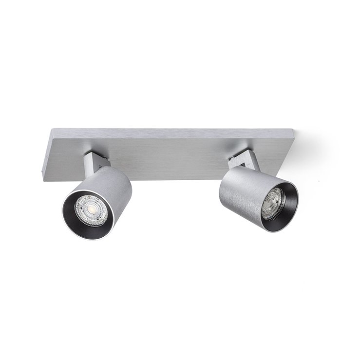 RENDL KENNY II prisadená česaný hliník/čierna 230V LED GU10 2x8W – obrázok 1