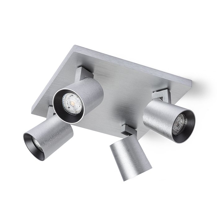 RENDL KENNY IV stropná česaný hliník/čierna 230V LED GU10 4x8W – obrázok 1