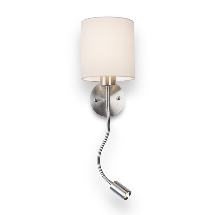 RENDL VERSA nástenná s tienidlom biela matný nikel 230V LED E27 LED 15+3W 40° 3000K – obrázok 1