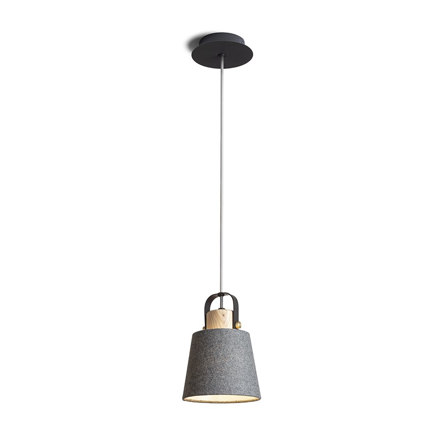 RENDL CHOUPETTE závesná čiernosivá textil/drevo 230V LED E27 11W – obrázok 1