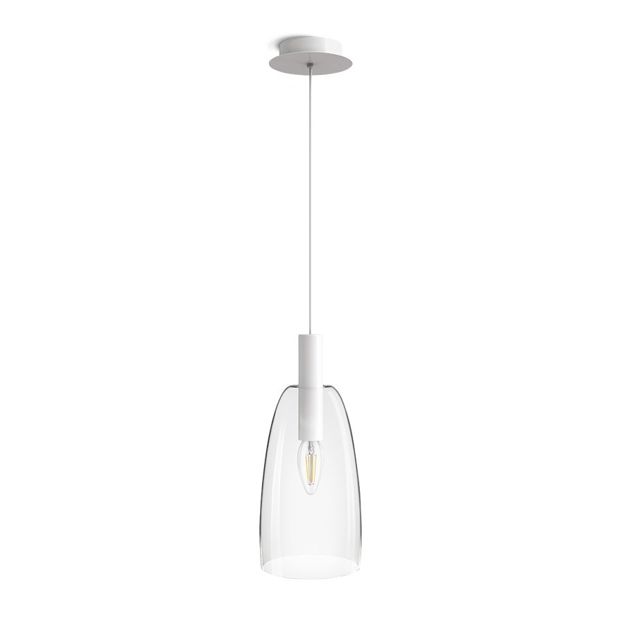 RENDL BELLINI L E14 závesná biela číre sklo 230V LED E14 15W – obrázok 1